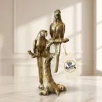 Majestic Perched Parrots on Branch Sculpture - Front Angle Hero View
