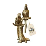 Majestic Perched Parrots on Branch Sculpture - Side Angle Profile