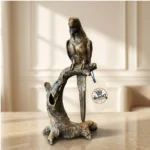 Majestic Perched Parrots on Branch Sculpture - Angle 5 Texture & Finish