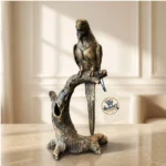 Majestic Perched Parrots on Branch Sculpture - Angle 6 Texture & Finish
