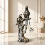 Majestic Perched Parrots on Branch Sculpture - Angle 7 Texture & Finish