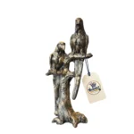 Majestic Perched Parrots on Branch Sculpture - Display Perspective / Detail View