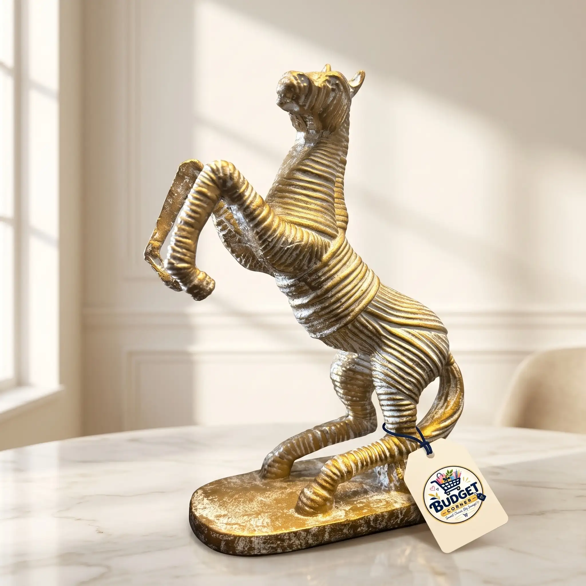 Rearing Wild Stallion Arabian Horse Sculpture - Front Angle Hero View