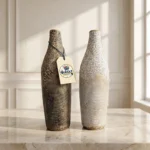 Nordic Fluted Ribbed Decorative Bottle Vases (Set of 2) - Front Angle Hero View
