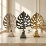 Tropical Monstera Deliciosa Botanical Leaf Sculpture on Stand - Angle 5 Texture & Finish