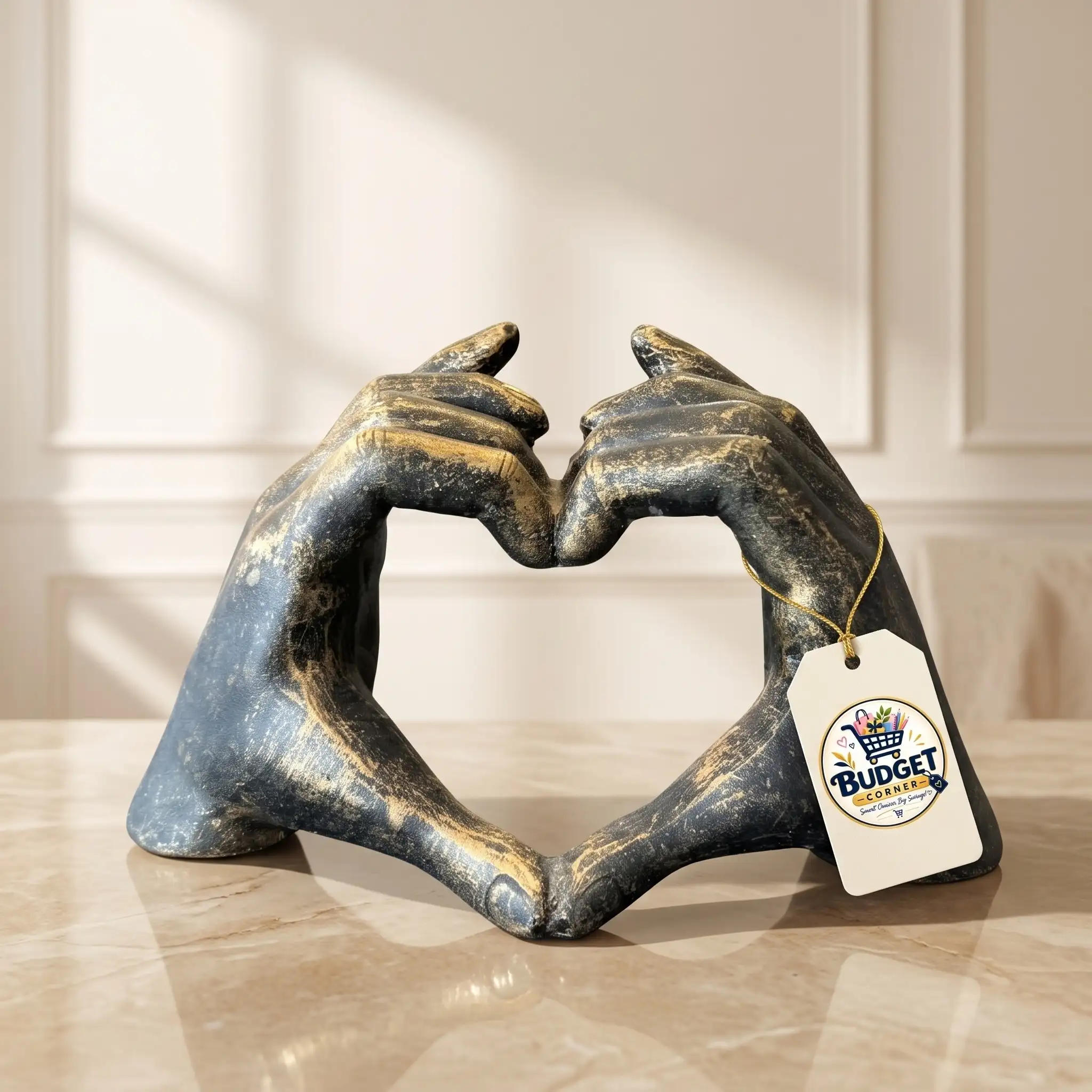 Modern Love "Heart Hands" Gesture Art Figurine - Front Angle Hero View