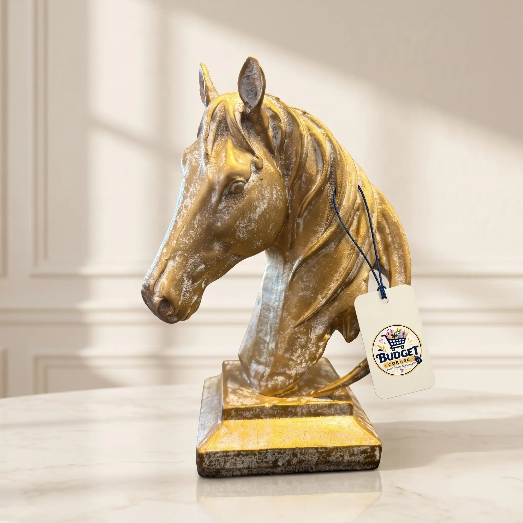 Classical Aristocratic Horse Head Bust Sculpture - Front Angle Hero View