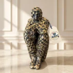 "The Thinker" Contemplative Textured Figure Sculpture - Front Angle Hero View