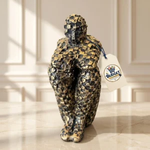 "The Thinker" Contemplative Textured Figure Sculpture - Front Angle Hero View