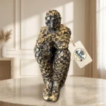 "The Thinker" Contemplative Textured Figure Sculpture - Side Angle Profile