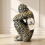 "The Thinker" Contemplative Textured Figure Sculpture - Angle 4 Texture & Finish