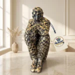 "The Thinker" Contemplative Textured Figure Sculpture - Angle 7 Texture & Finish