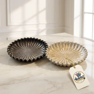 Fluted Scalloped Rim Decorative Accent Bowls (Set of 2) - Front Angle Hero View
