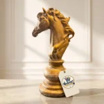 Grand Chess Knight Horse Figurine on Baluster Stand - Front Angle Hero View