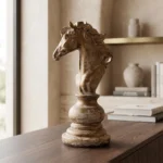 Grand Chess Knight Horse Figurine on Baluster Stand - Angle 3 Texture & Finish