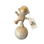 Celestial Spaceman Astronaut on Lunar Sphere Figurine - Display Perspective / Detail View