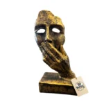 "Silence is Golden" Abstract Surrealist Face Sculpture - Display Perspective / Detail View