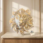 Fierce Royal Lion Head Wall Mount & Tabletop Sculpture - Angle 3 Texture & Finish