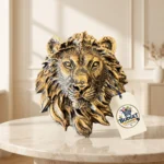 Fierce Royal Lion Head Wall Mount & Tabletop Sculpture - Angle 5 Texture & Finish