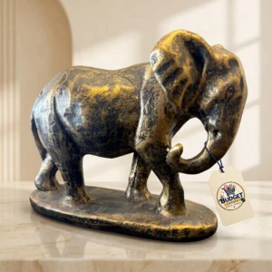 Auspicious Royal Walking Elephant Statue with Raised Trunk - Front Angle Hero View