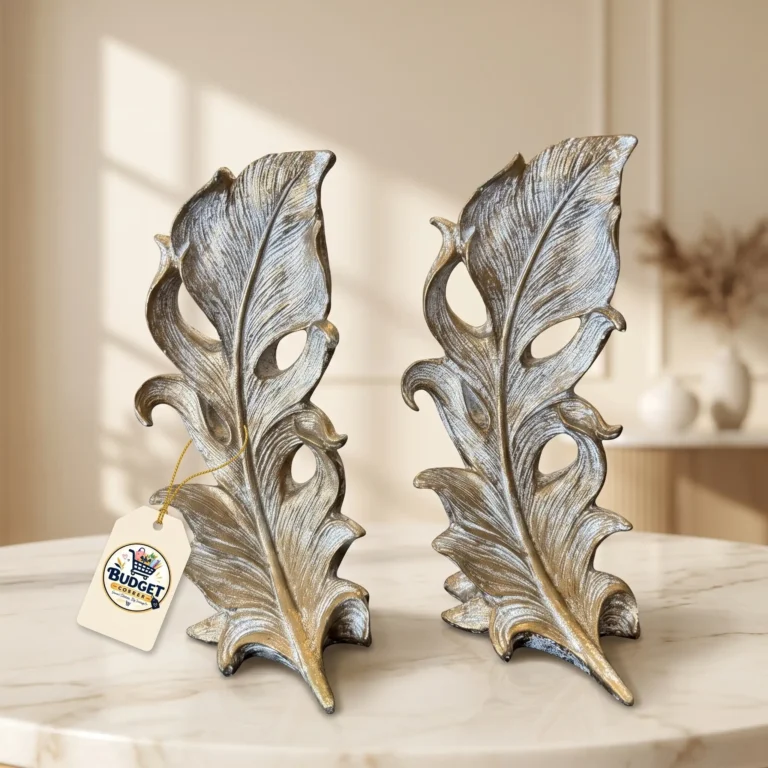 Baroque Acanthus Feather Decorative Sculptures (Pair / Bookends) - Front Angle Hero View