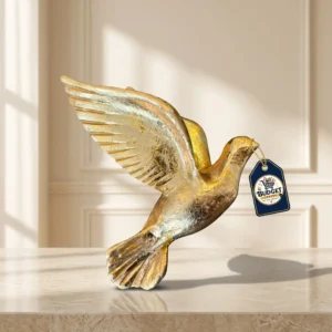 Golden Soaring Dove of Peace Wall & Tabletop Figurine - Front Angle Hero View