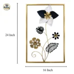 Product dimensions view of 24x16 inch star flower monstera leaves metal wall art