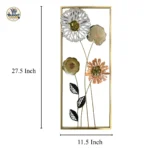 Product dimensions view of 27.5x11.5 inch mixed blooms metal wall art